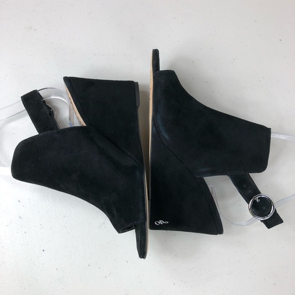Sam Edelman Black Wedge Suede Sandals Size 6M - Picture 3 of 8